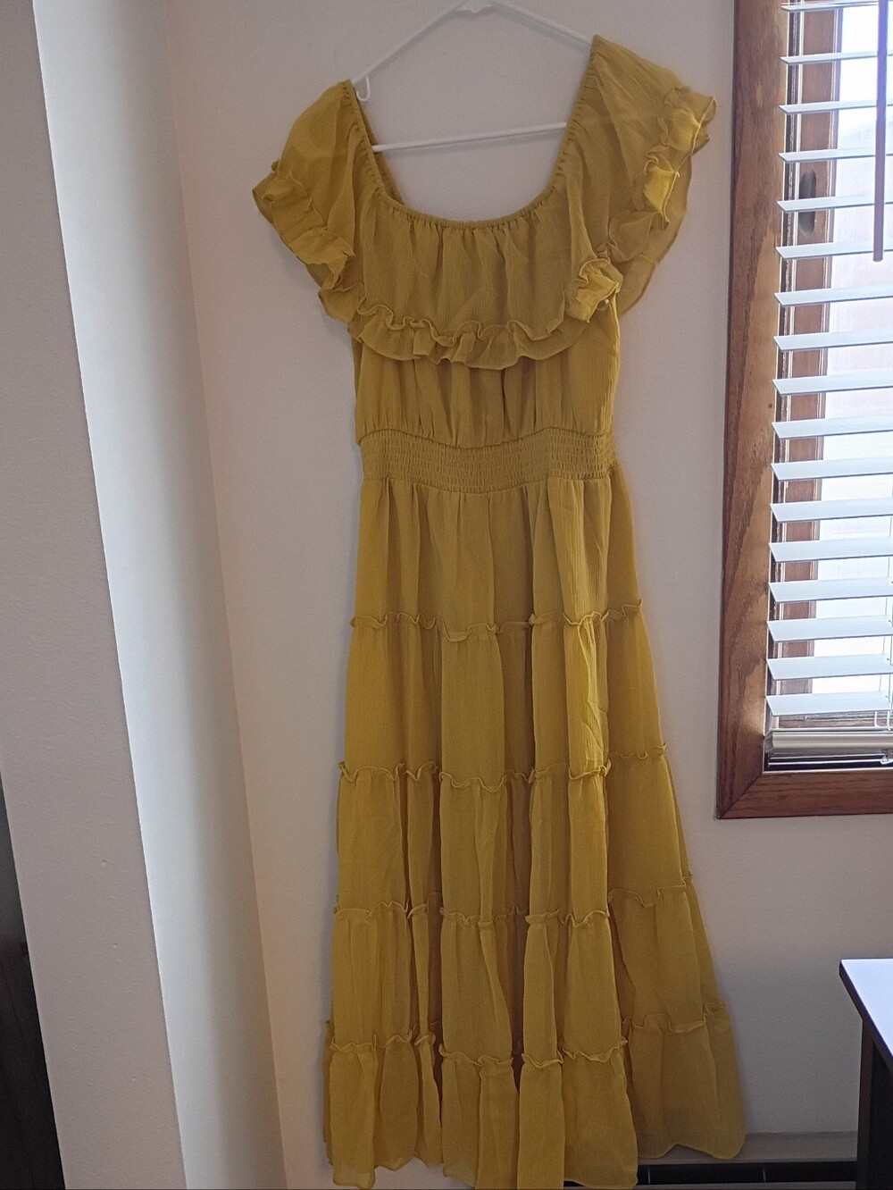 Mustard Yellow Ruffle Maxi Dress